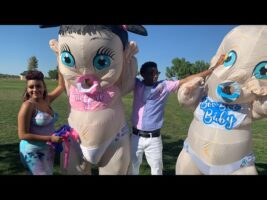 Best Gender reveal with grandparents reaction and blow up babies performance