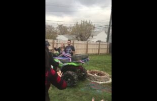 Gender reveal with an atv