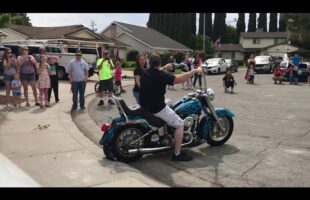 Gender Reveal Burnout on a Harley Davidson