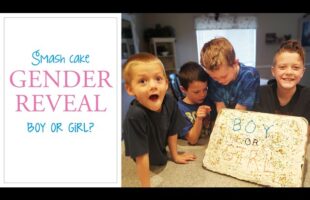 Smash Cake gender reveal with 4 boys