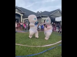 Relatives in Baby Costumes Stage Boxing Match for Gender Reveal Party in Jacksonville