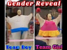 Best Boxing Match in Baby Inflatable Costumes for Gender Reveal on Halloween Day