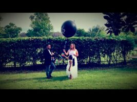 Fail gender reveal. Balloon floats away