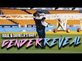 Raul Jimenez and his girlfriend Daniela Basso find out their baby’s gender at Wolves’ stadium.