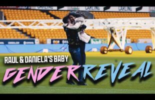 Raul Jimenez and his girlfriend Daniela Basso find out their baby’s gender at Wolves’ stadium.