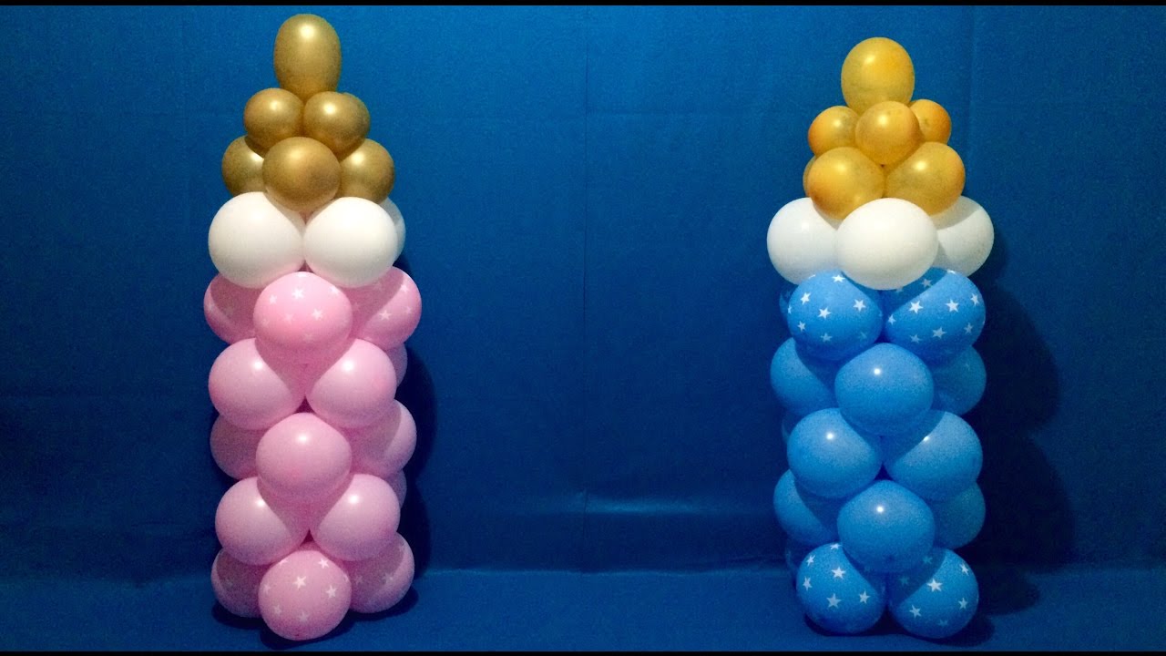 Dollar Store Baby Bottle Balloon Columns Tutorial